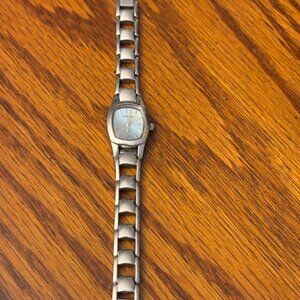Fossil 2 Ladies Silver-Tone Watch Stainless Steel Back 6.5" ES9596
